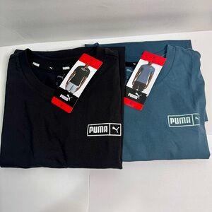 Puma Men's Slate Blue and Black  Short Sleeve Tee/Size-M/2pc.